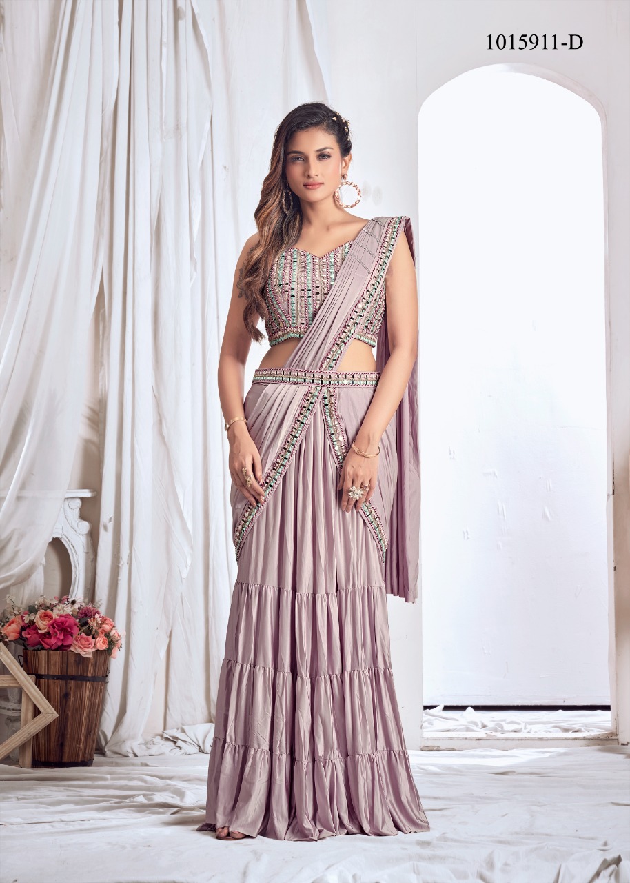 amoha trendz Design No 1015911 Imported lycra stylish look saree catalog