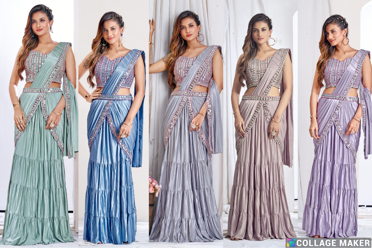 amoha trendz Design No 1015911 Imported lycra stylish look saree catalog