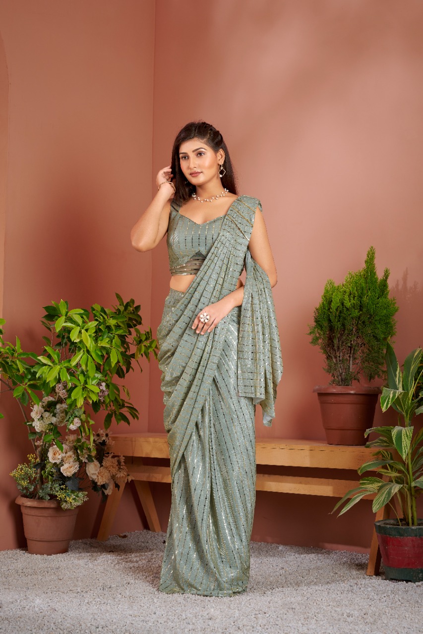 amoha trenza Design No 1015953 Bonding with spangles innovative style Saree catalog