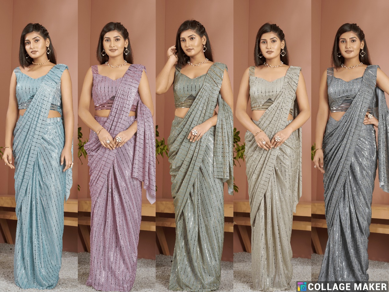 amoha trenza Design No 1015953 Bonding with spangles innovative style Saree catalog