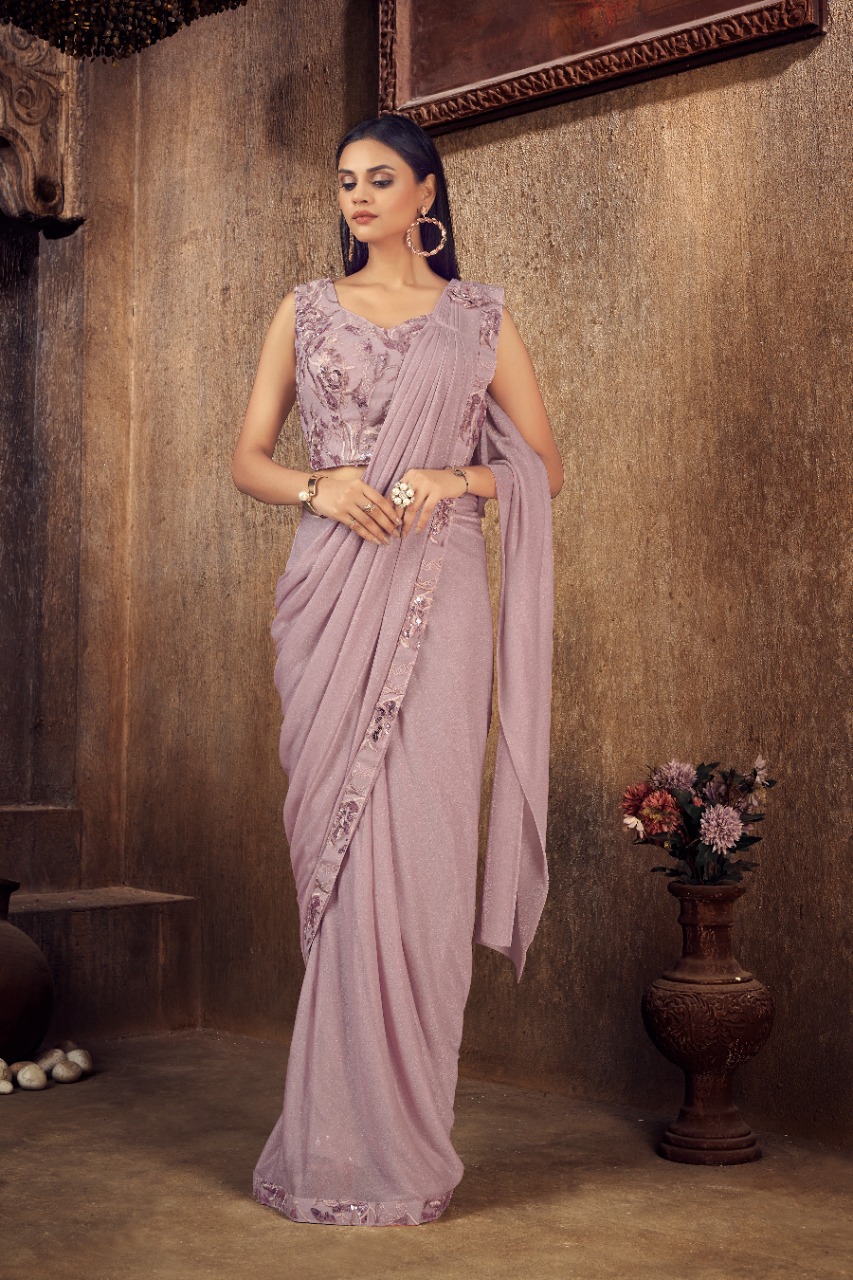 amoha trenza Design No 1015987 Imported Metallic shimmer innovative style Saree catalog