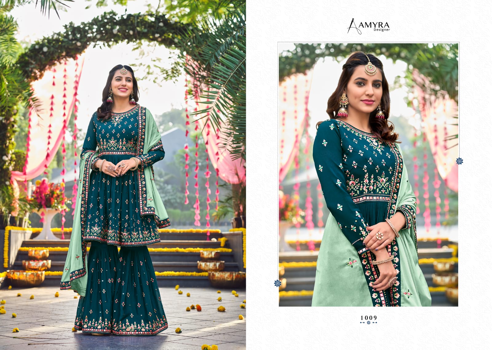 amyra designer riwaz vol 3 chinon graceful look top plazzo dupatta catalog