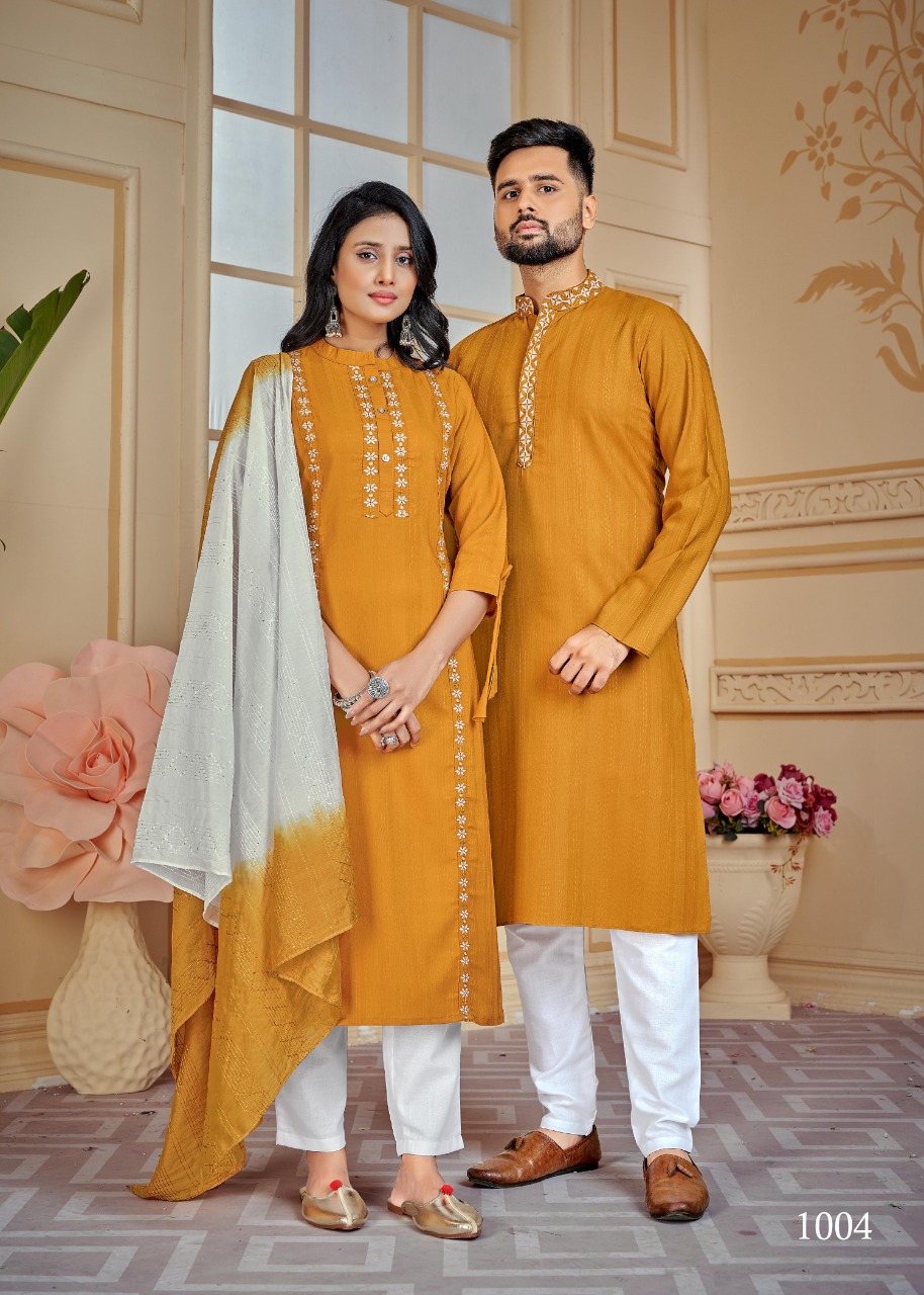 Banwery Fashion couple goals cotton  decent look Kurta with Payjama and Kurti with Pants and dupatta catalog