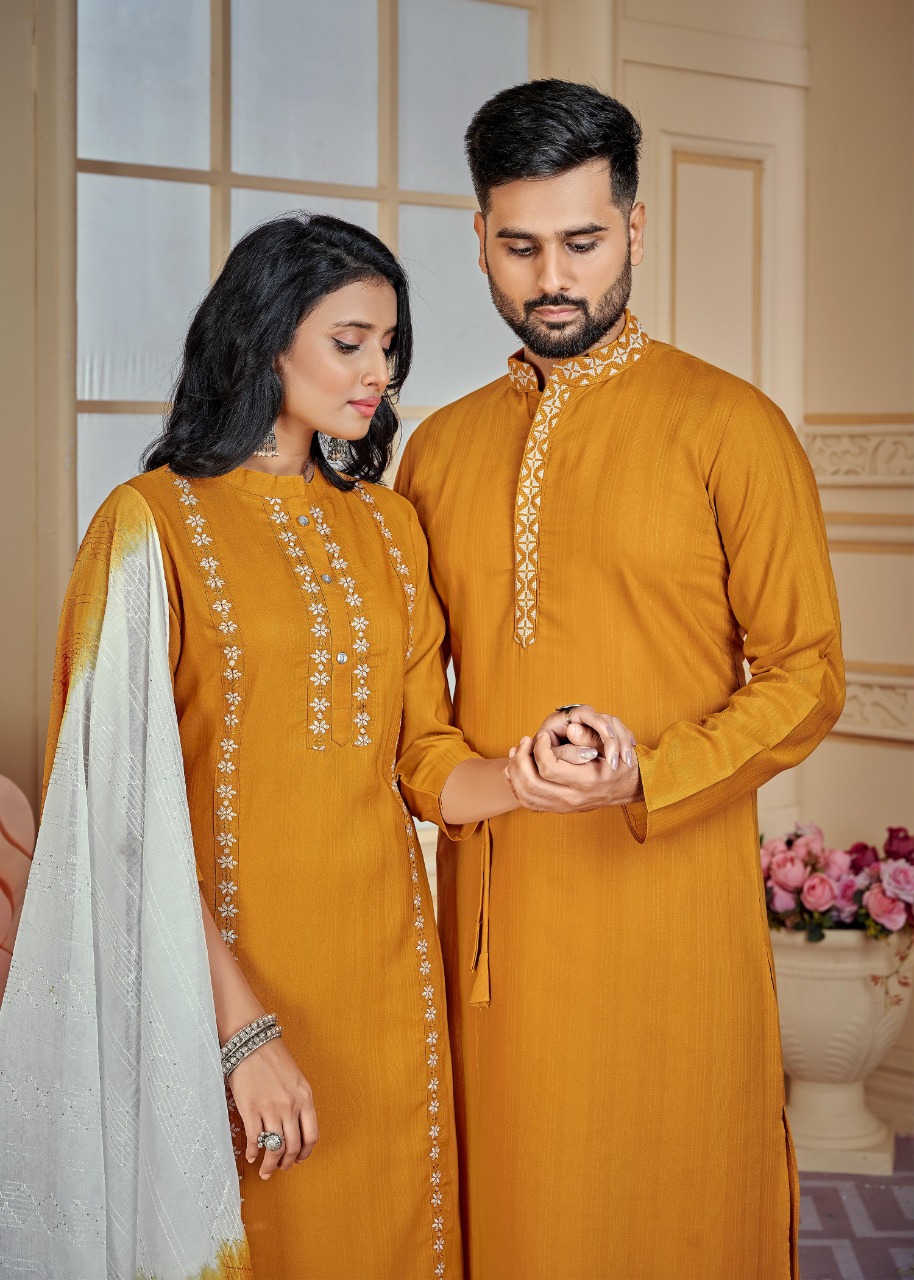 Banwery Fashion couple goals cotton  decent look Kurta with Payjama and Kurti with Pants and dupatta catalog