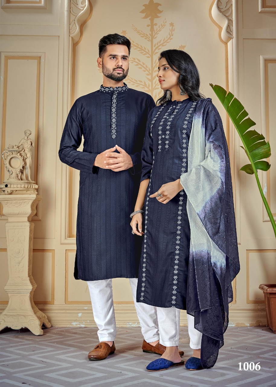 Banwery Fashion couple goals cotton  decent look Kurta with Payjama and Kurti with Pants and dupatta catalog