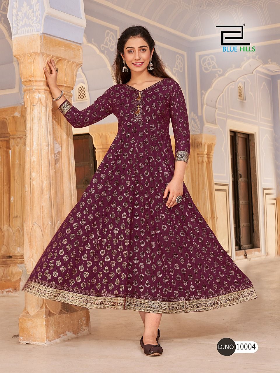 blue hills Hotstar VOL 10 rayon gorgeous look Anarkali Gown catalog