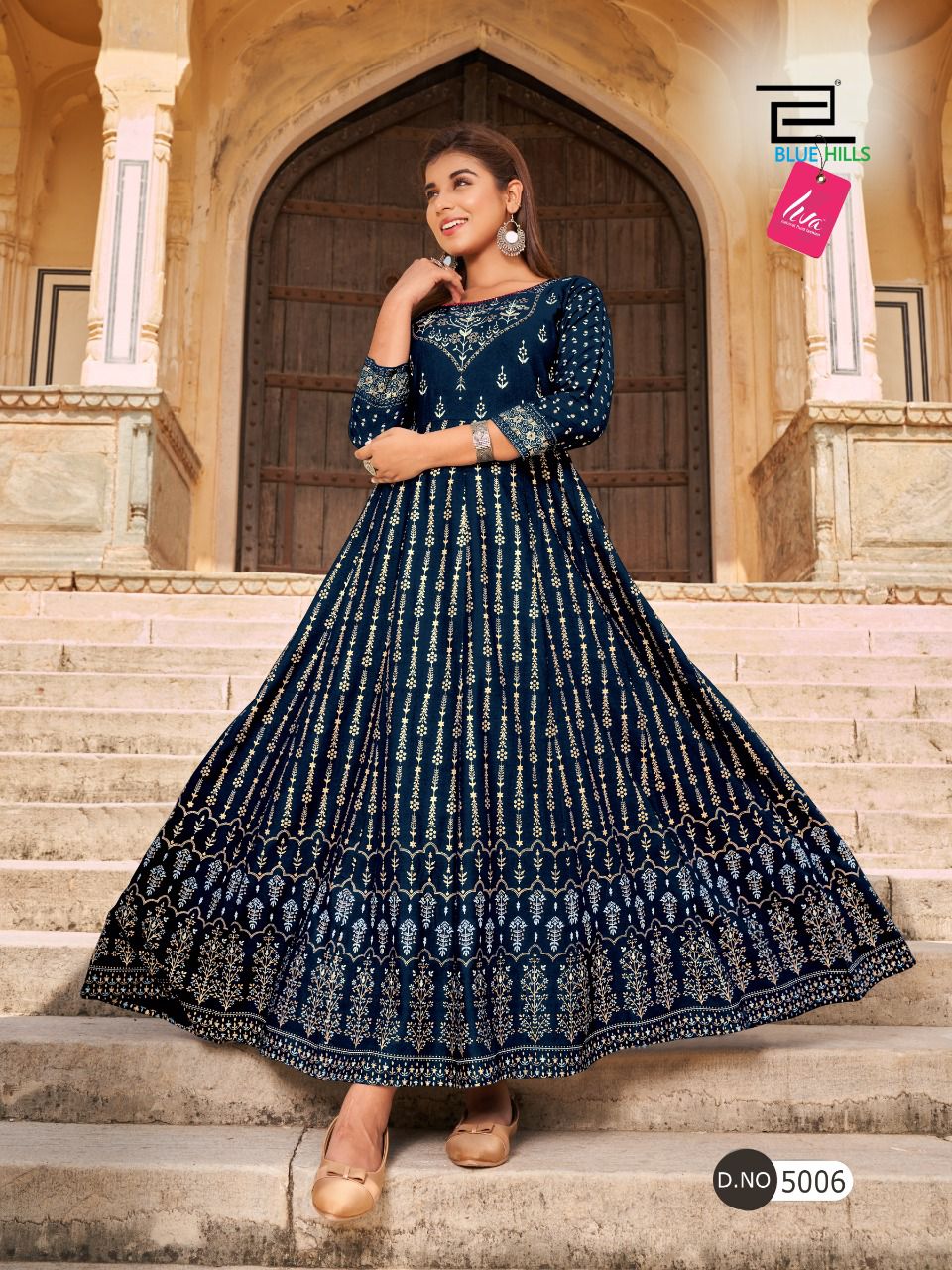 Blue hills leela vol 5 rayon elegant anarkali gown catalog