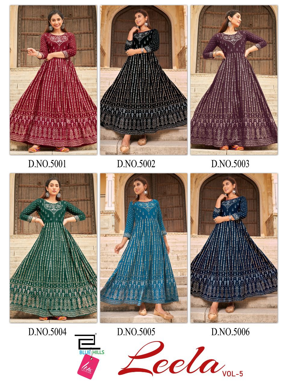 Blue hills leela vol 5 rayon elegant anarkali gown catalog