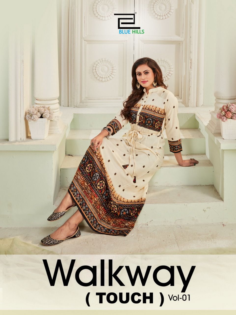 blue hills walkway vol 1 rayon gorgeous look long gown kurti catalog