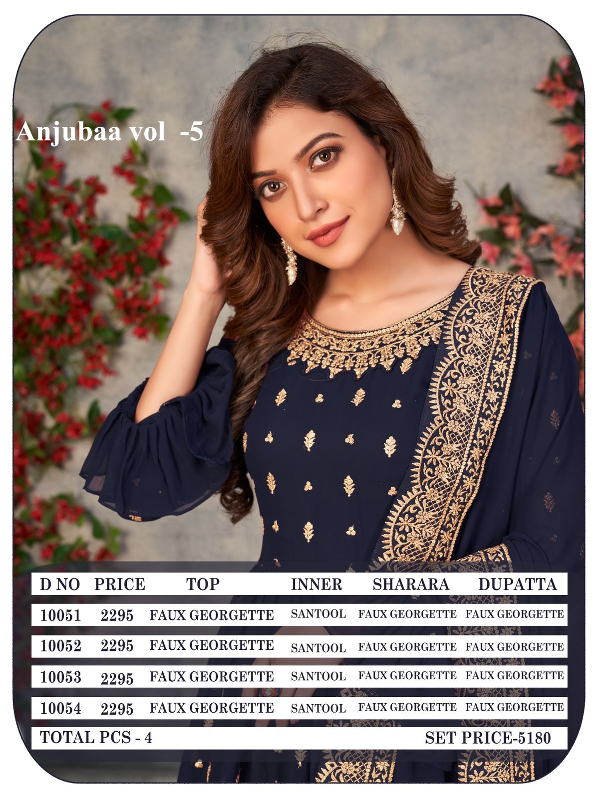 dani Anjubaa Vol 5 georgette Regal look salwar suit catalog