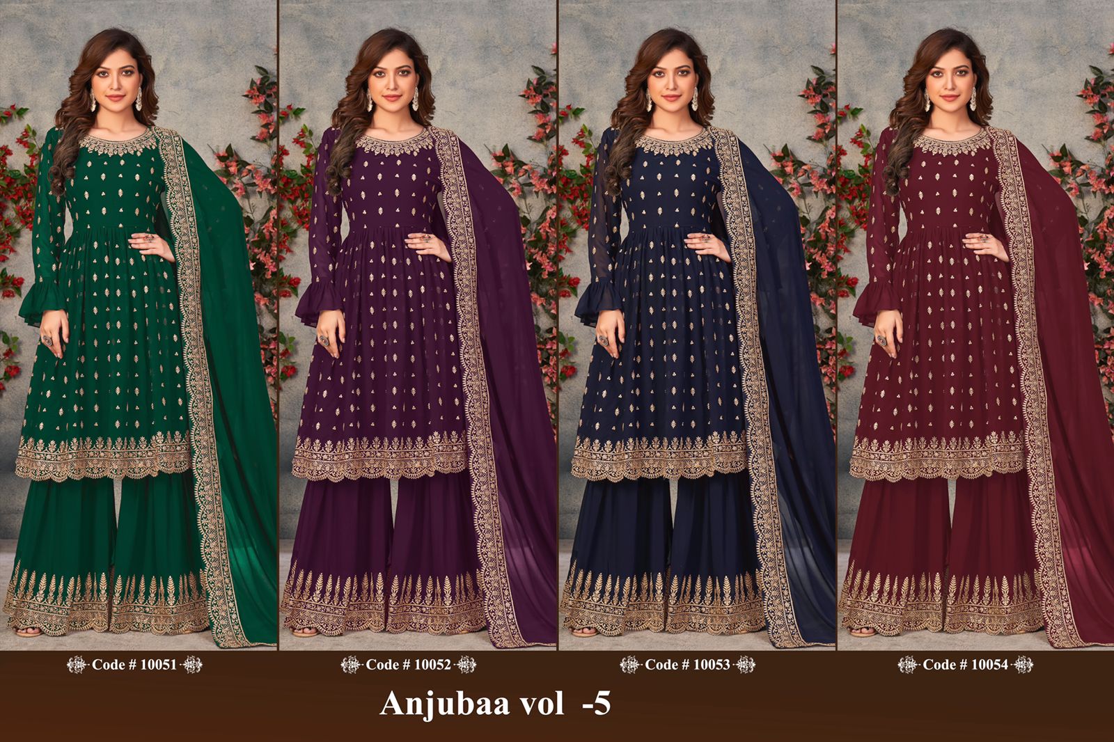 dani Anjubaa Vol 5 georgette Regal look salwar suit catalog