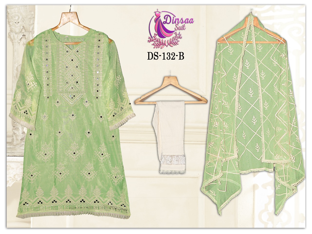 dinsaa suit dinsaa suit d no 132 organza catchy look kurti pant with dupatta catalog