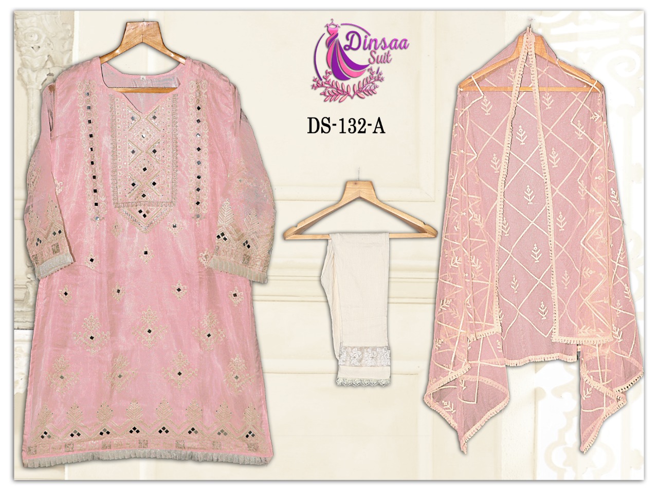 dinsaa suit dinsaa suit d no 132 organza catchy look kurti pant with dupatta catalog