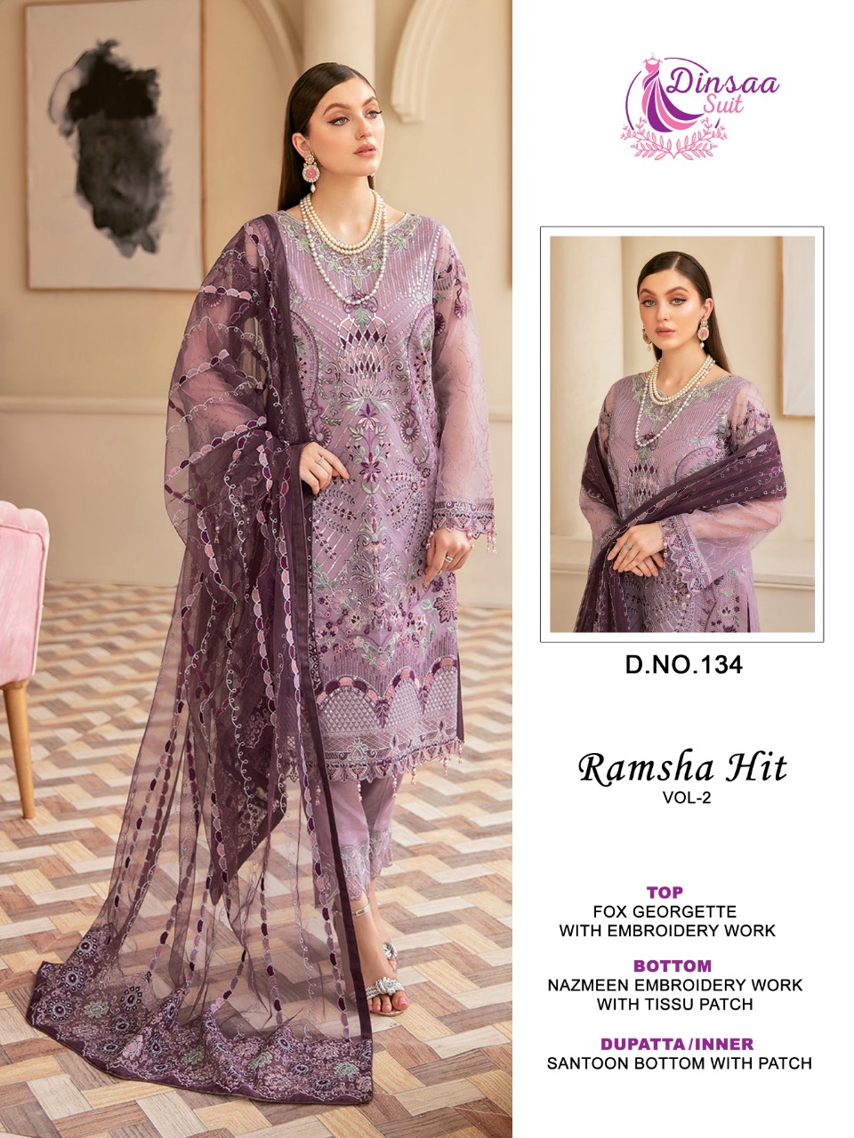 dinsaa suit ramsha hit vol 2 georgeete elegant salwar suit catalog