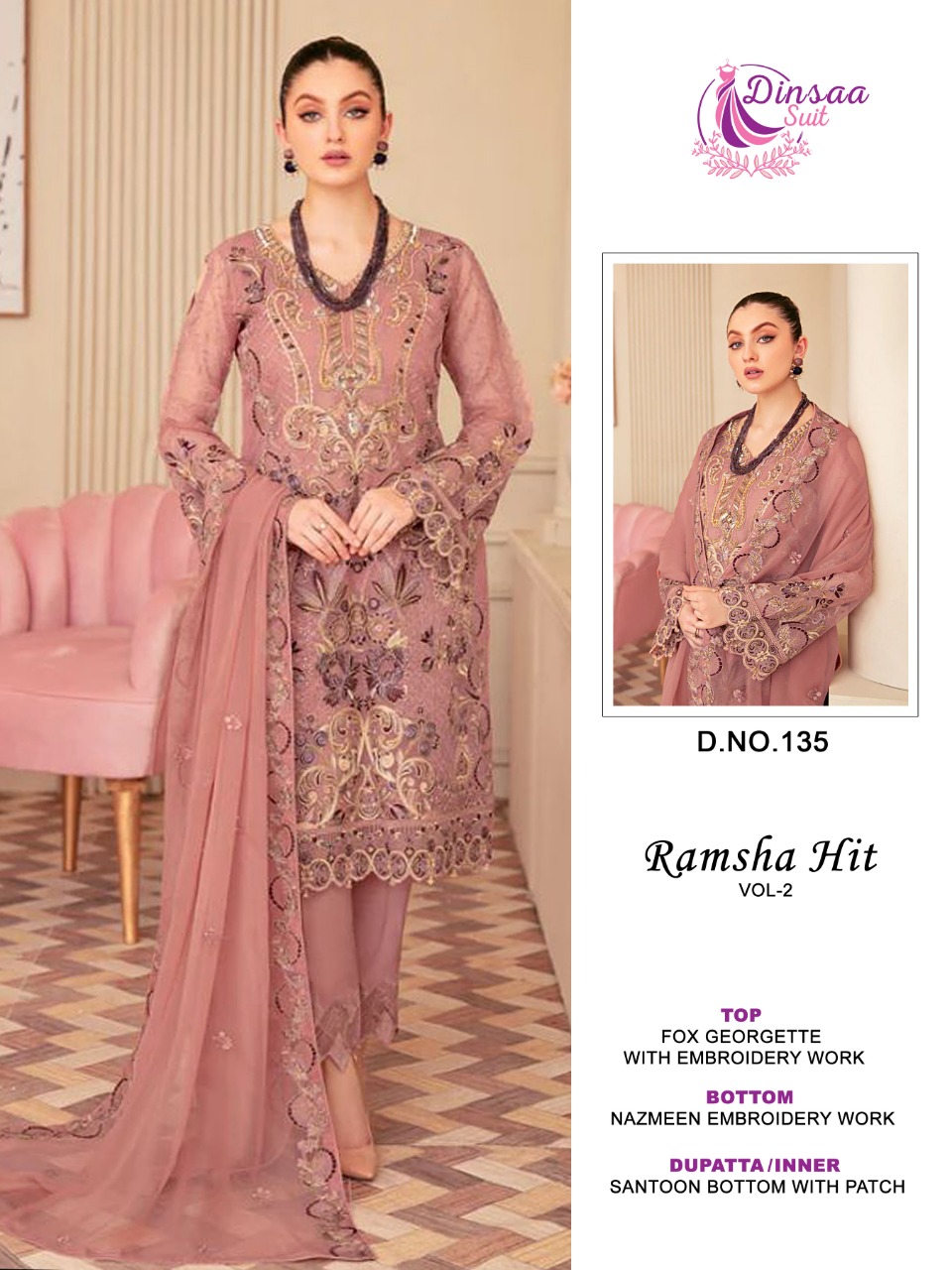 dinsaa suit ramsha hit vol 2 georgeete elegant salwar suit catalog