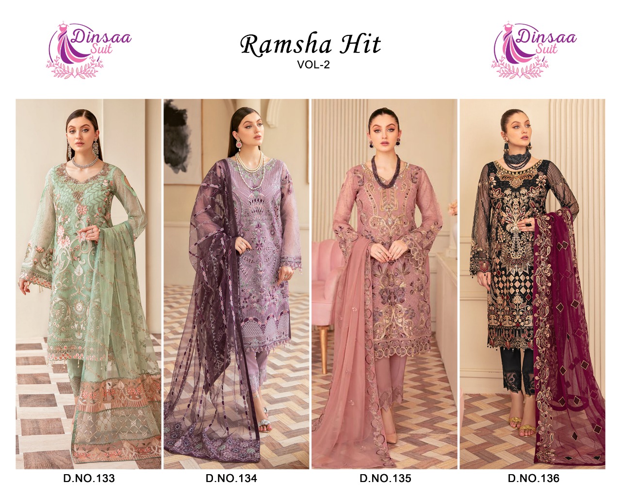 dinsaa suit ramsha hit vol 2 georgeete elegant salwar suit catalog