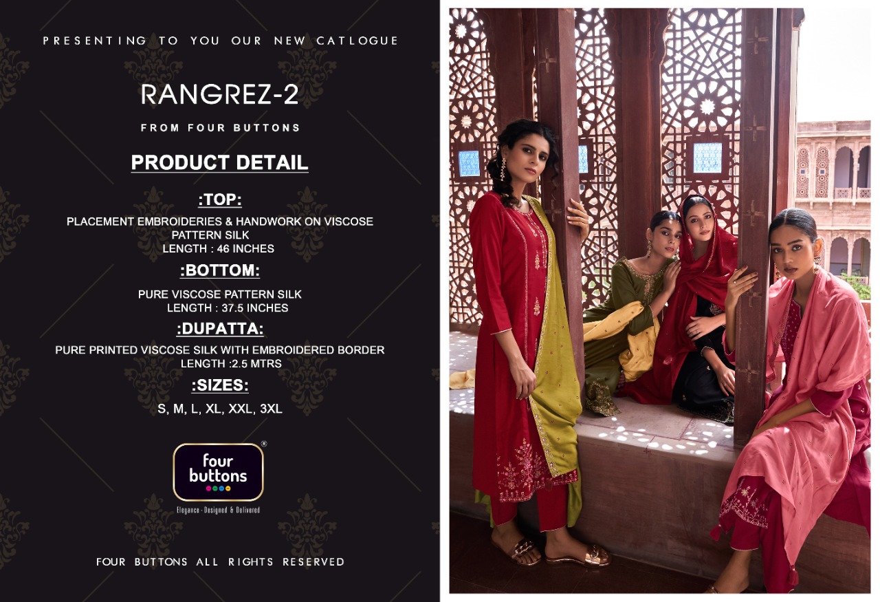 four buttons rangrez 2 viscose elegant look top bottom with dupatta catalog