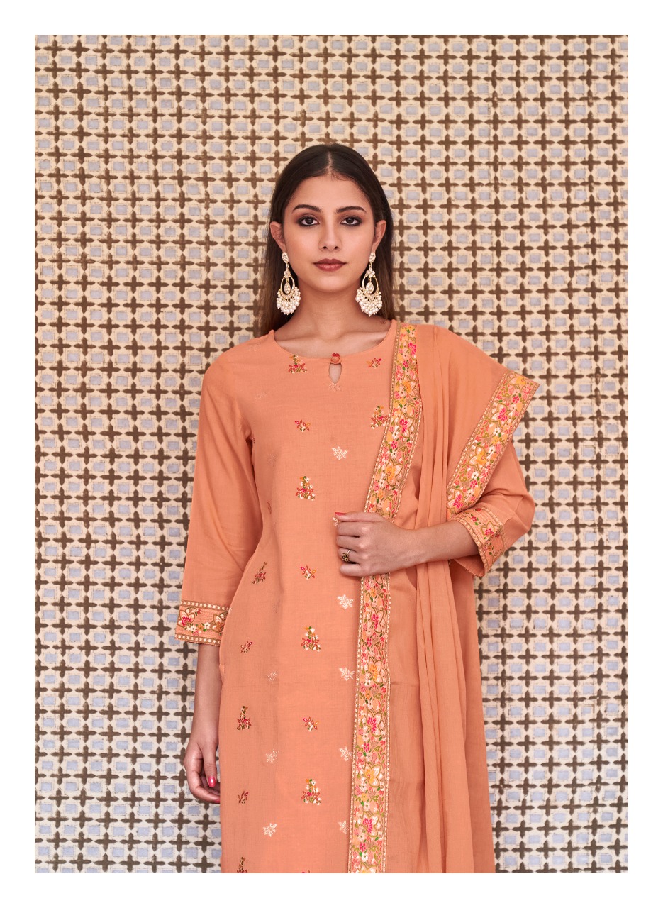 four buttons resham cotton elegant look top bottom with dupatta catalog