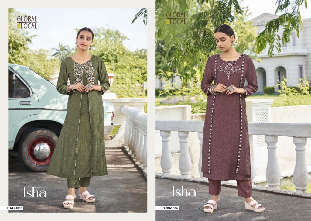 global local isha muslin elegant look kurti catalog