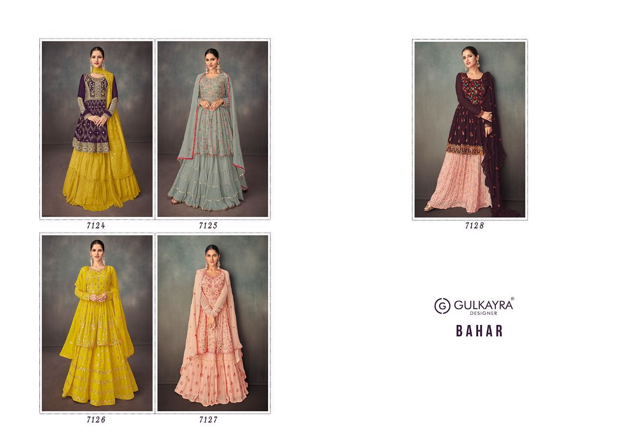 gulkayra designer bahar georgette innovative look kurti dupatta with garara catalog