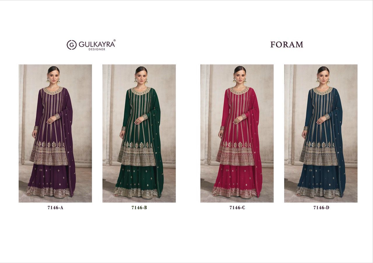 gulkayra designer foram georgette innovative look kurti dupatta with garara catalog