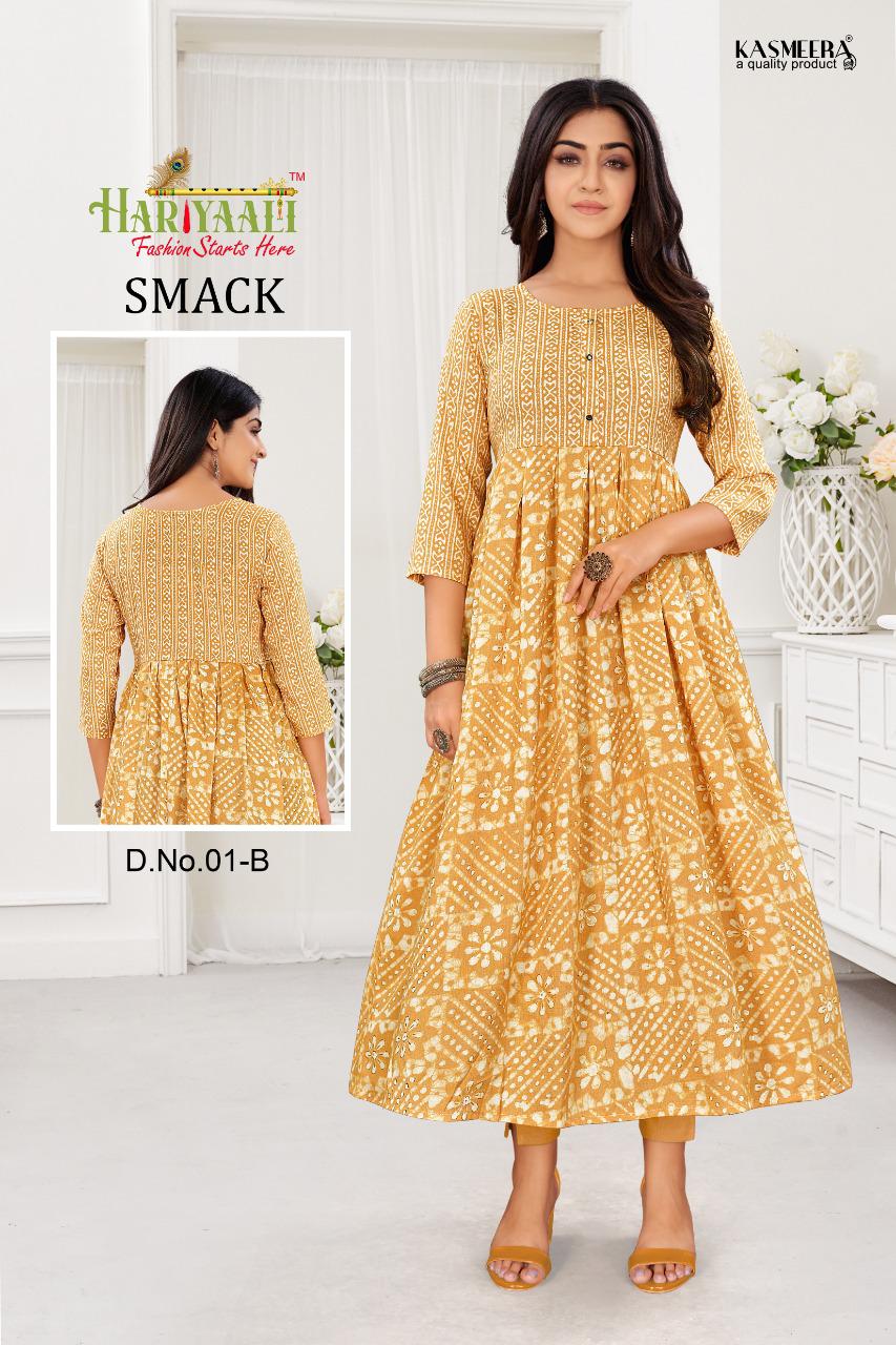 Hariyaali smackk capsule foil print  innovative look kurti catalog