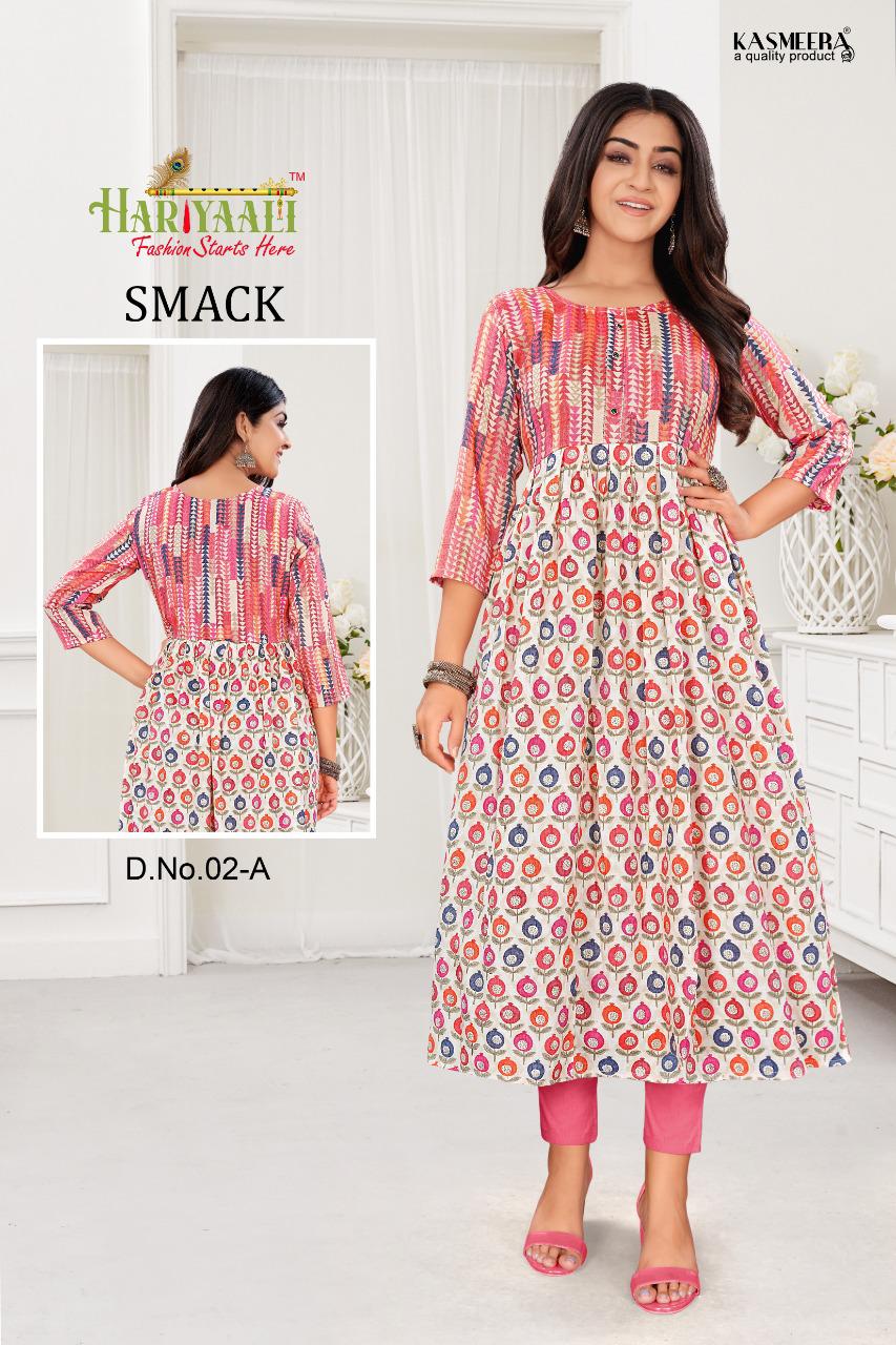 Hariyaali smackk capsule foil print  innovative look kurti catalog