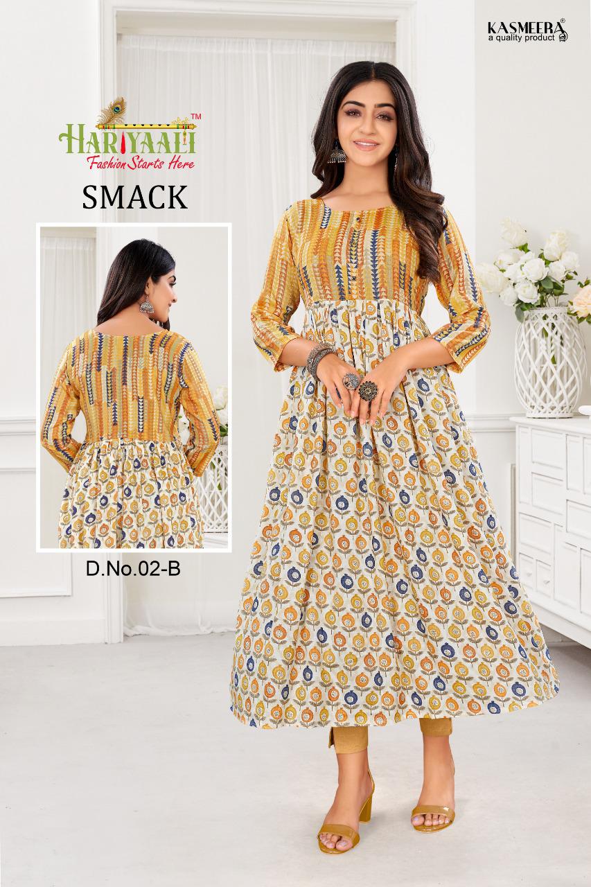 Hariyaali smackk capsule foil print  innovative look kurti catalog