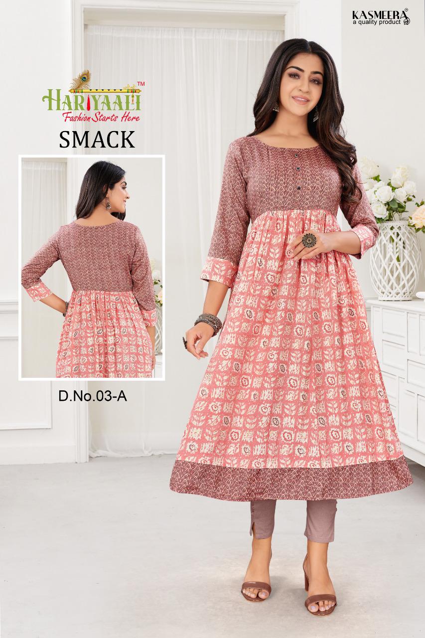 Hariyaali smackk capsule foil print  innovative look kurti catalog