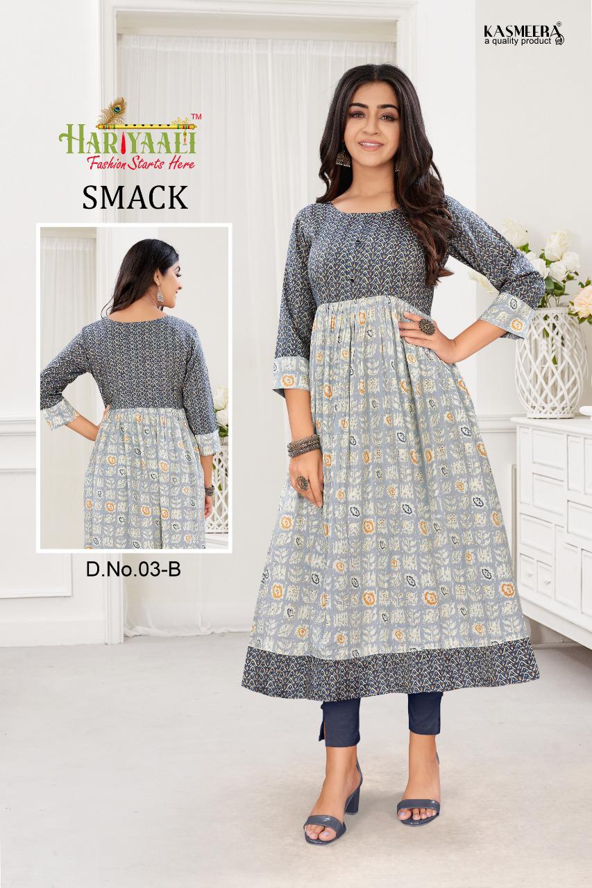 Hariyaali smackk capsule foil print  innovative look kurti catalog