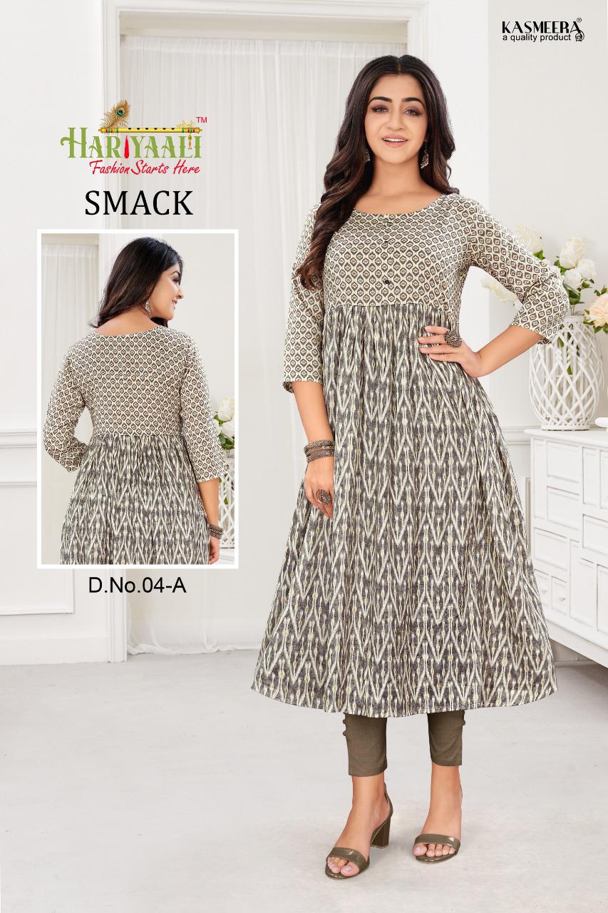 Hariyaali smackk capsule foil print  innovative look kurti catalog