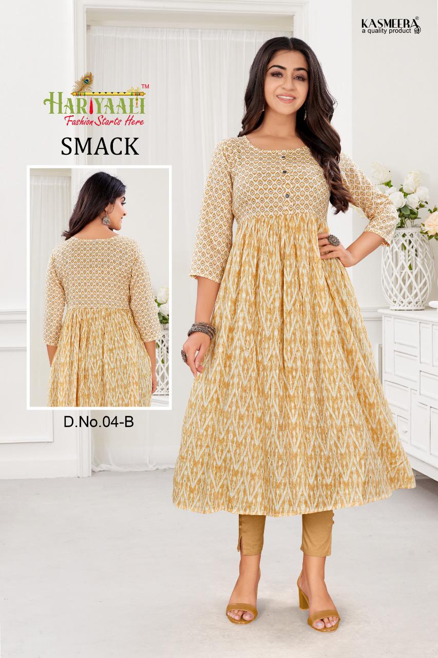 Hariyaali smackk capsule foil print  innovative look kurti catalog