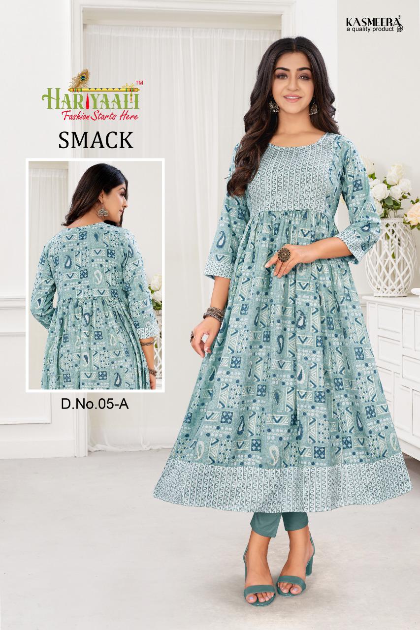 Hariyaali smackk capsule foil print  innovative look kurti catalog