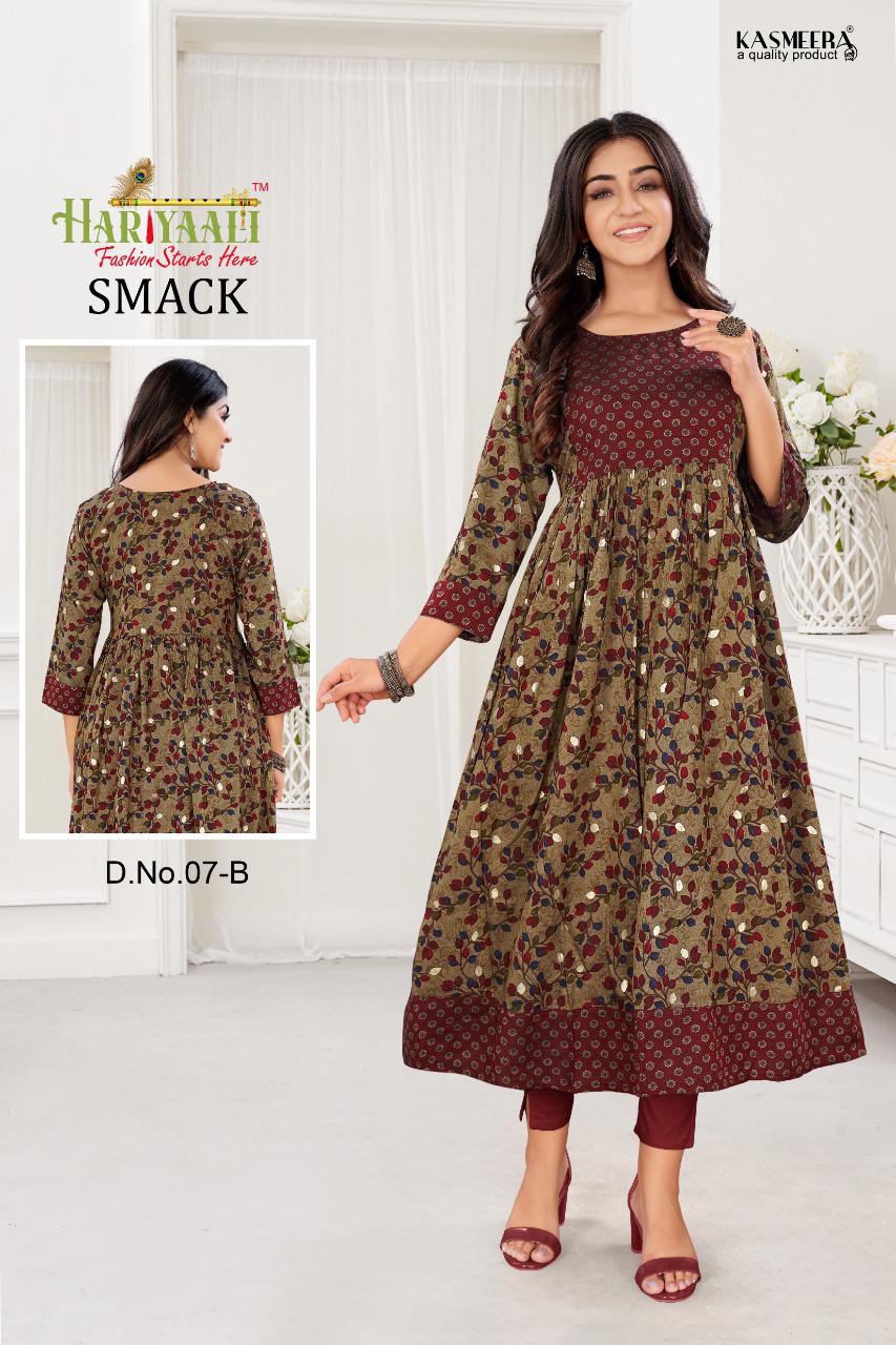 Hariyaali smackk capsule foil print  innovative look kurti catalog