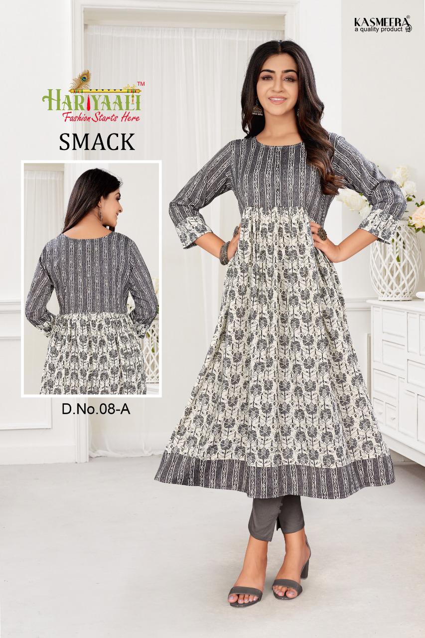 Hariyaali smackk capsule foil print  innovative look kurti catalog