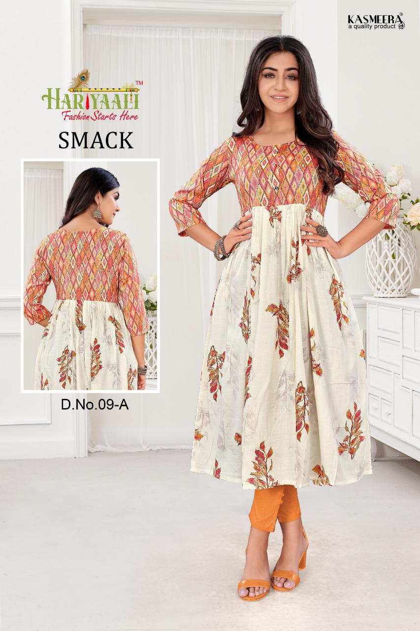 Hariyaali smackk capsule foil print  innovative look kurti catalog