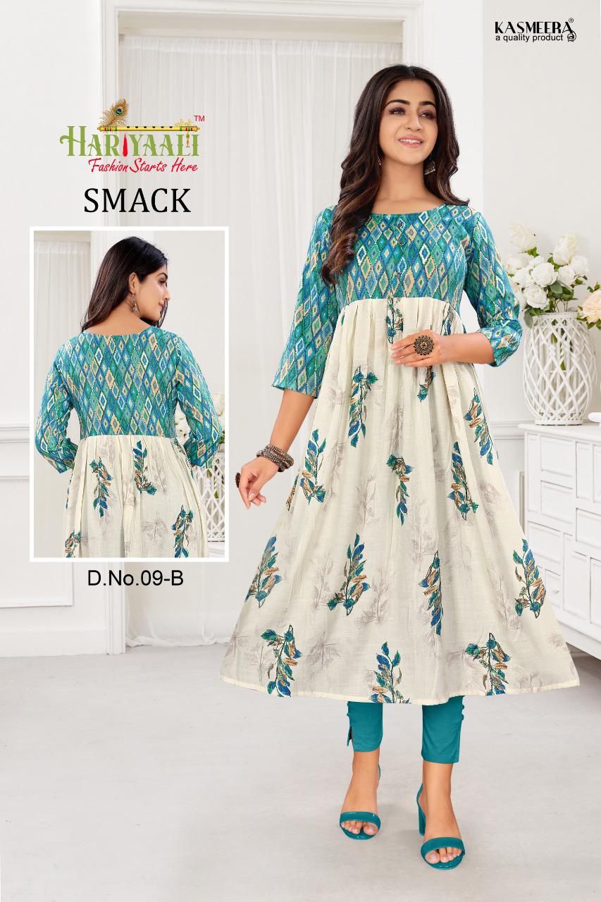 Hariyaali smackk capsule foil print  innovative look kurti catalog