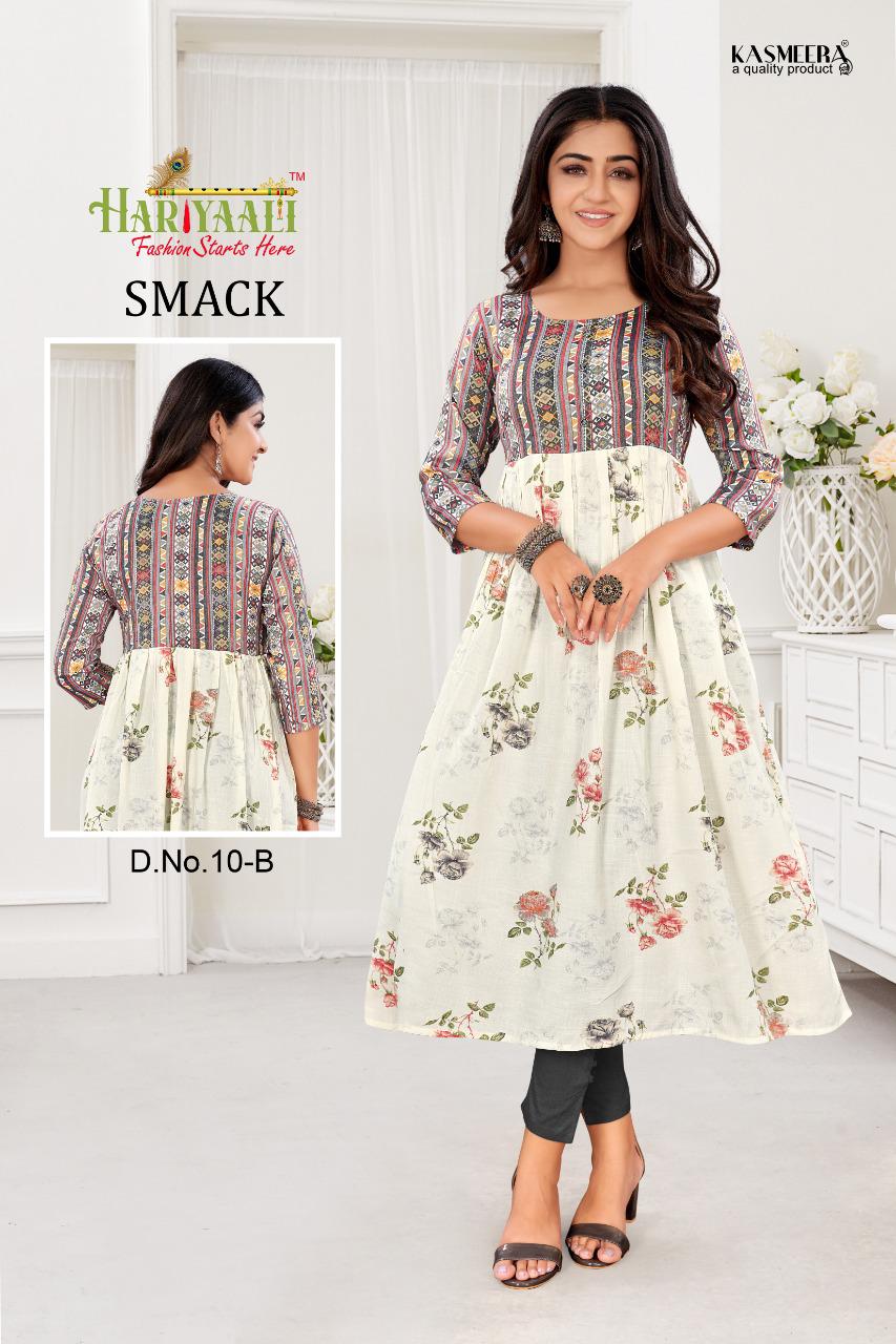 Hariyaali smackk capsule foil print  innovative look kurti catalog