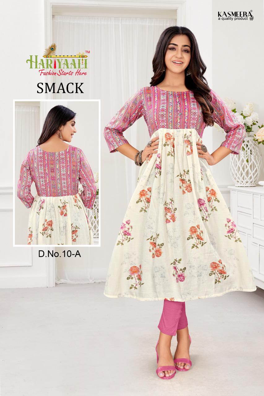 Hariyaali smackk capsule foil print  innovative look kurti catalog