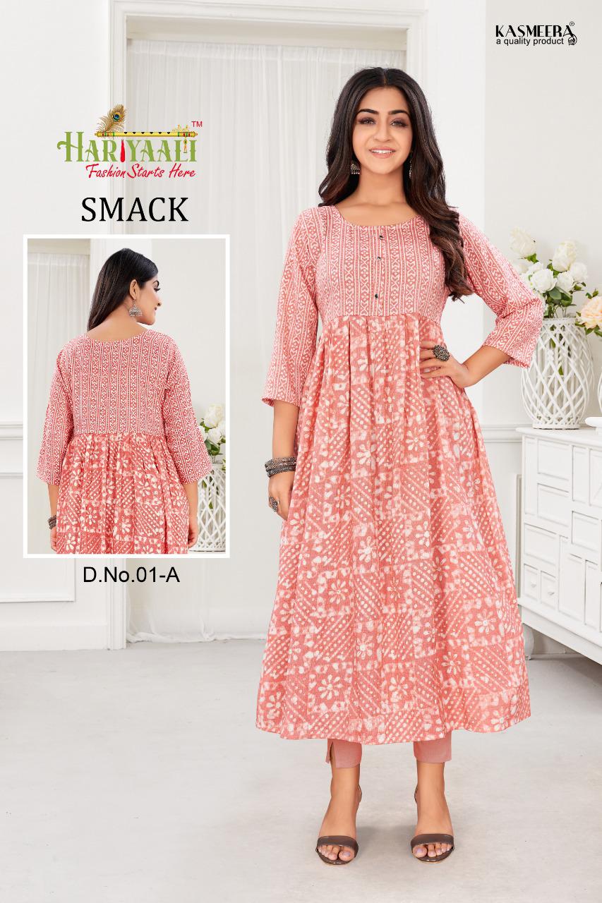 Hariyaali smackk capsule foil print  innovative look kurti catalog