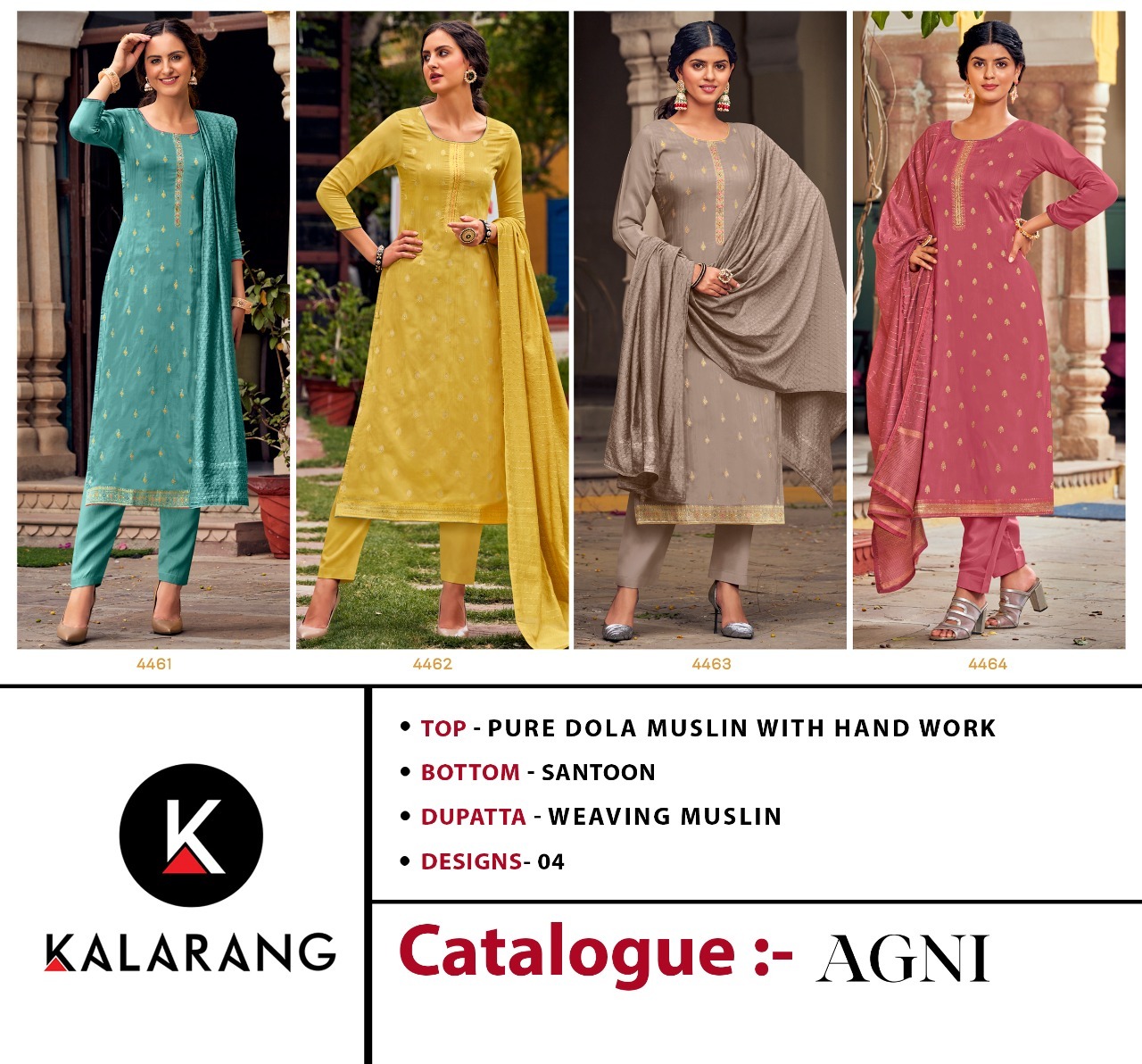 kalarang agni dola muslin elegant look salwar suit catalog