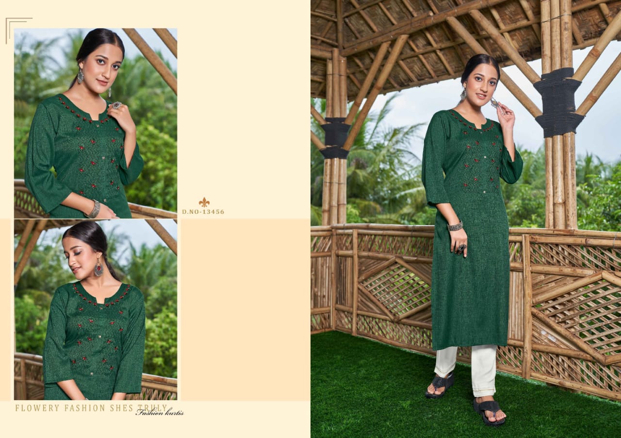 kalaroop by kajree innaya rayon attractive look kurti catalog