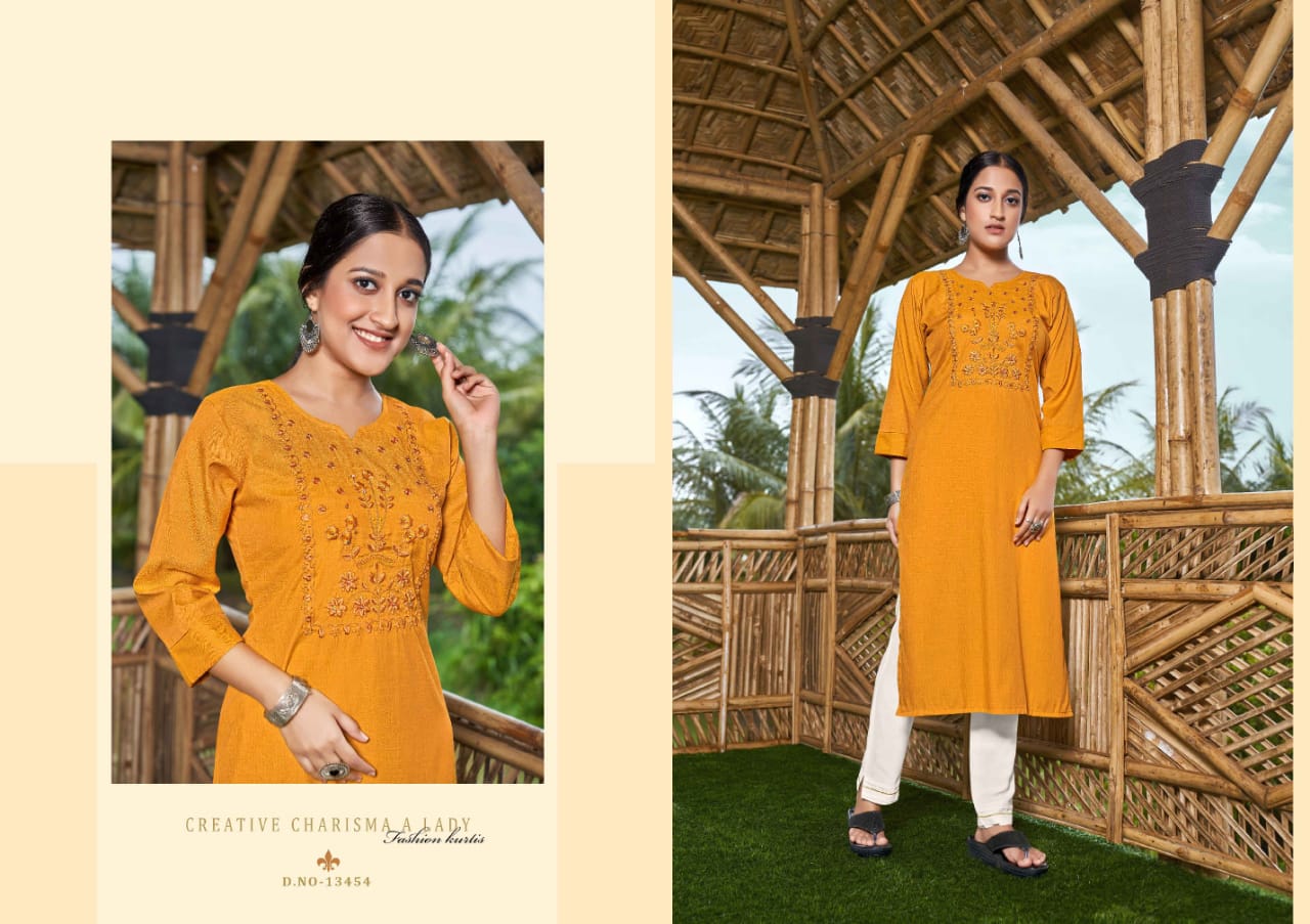 kalaroop by kajree innaya rayon attractive look kurti catalog