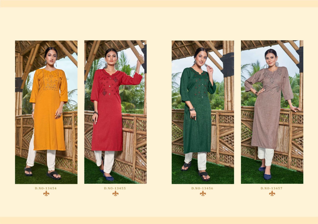 kalaroop by kajree innaya rayon attractive look kurti catalog