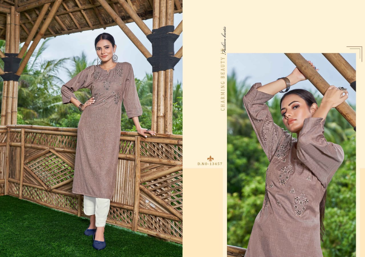 kalaroop by kajree innaya rayon attractive look kurti catalog