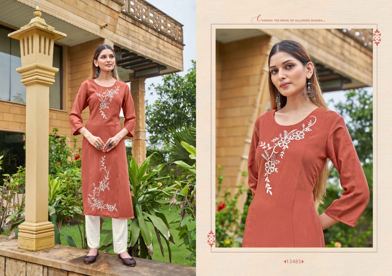 kalaroop by kajree lava rayon innovative look kurti catalog