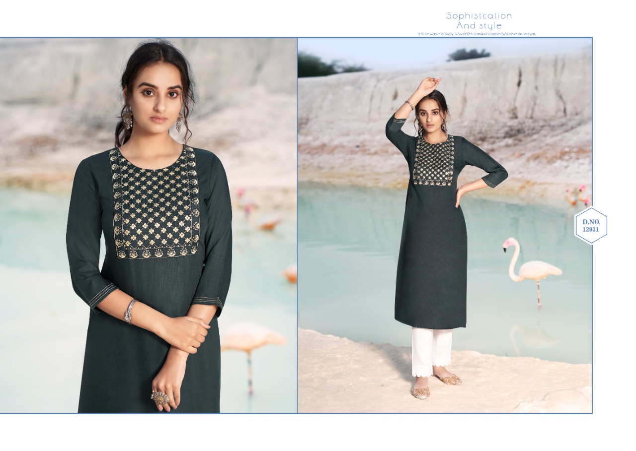 kalaroop by kajree shahi rayon attractive look kurti catalog