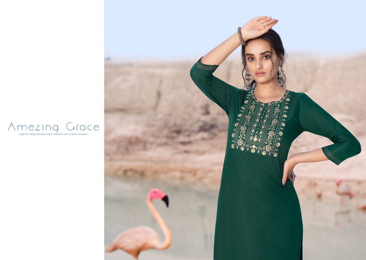 kalaroop by kajree shahi rayon attractive look kurti catalog