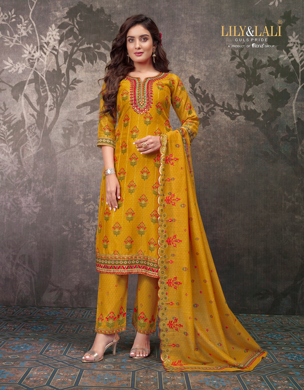 lily and lali eliza maslin gorgeous look top bottom with dupatta catalog