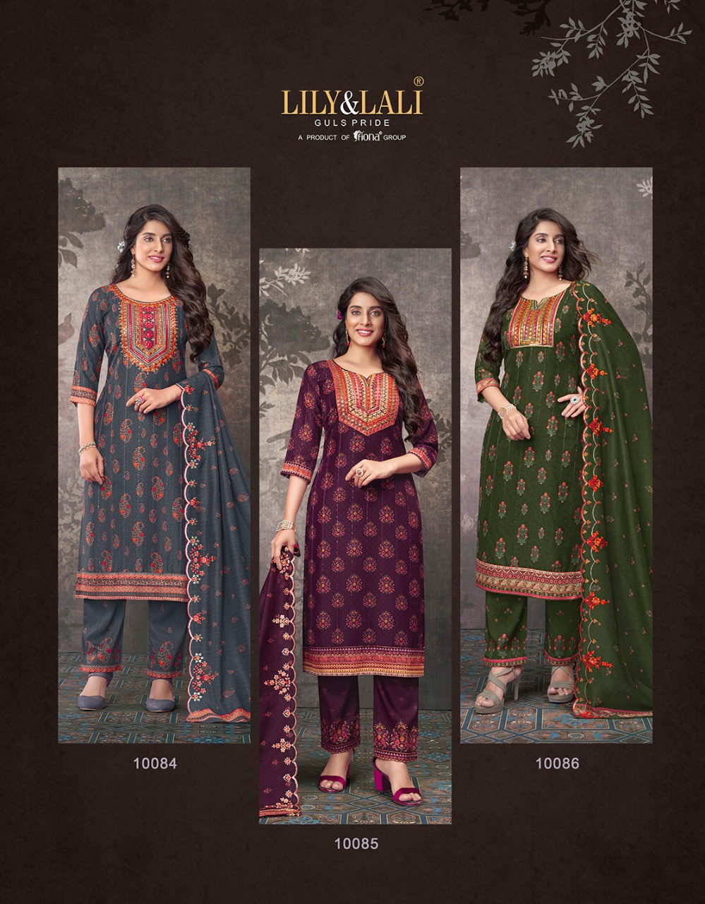 lily and lali eliza maslin gorgeous look top bottom with dupatta catalog